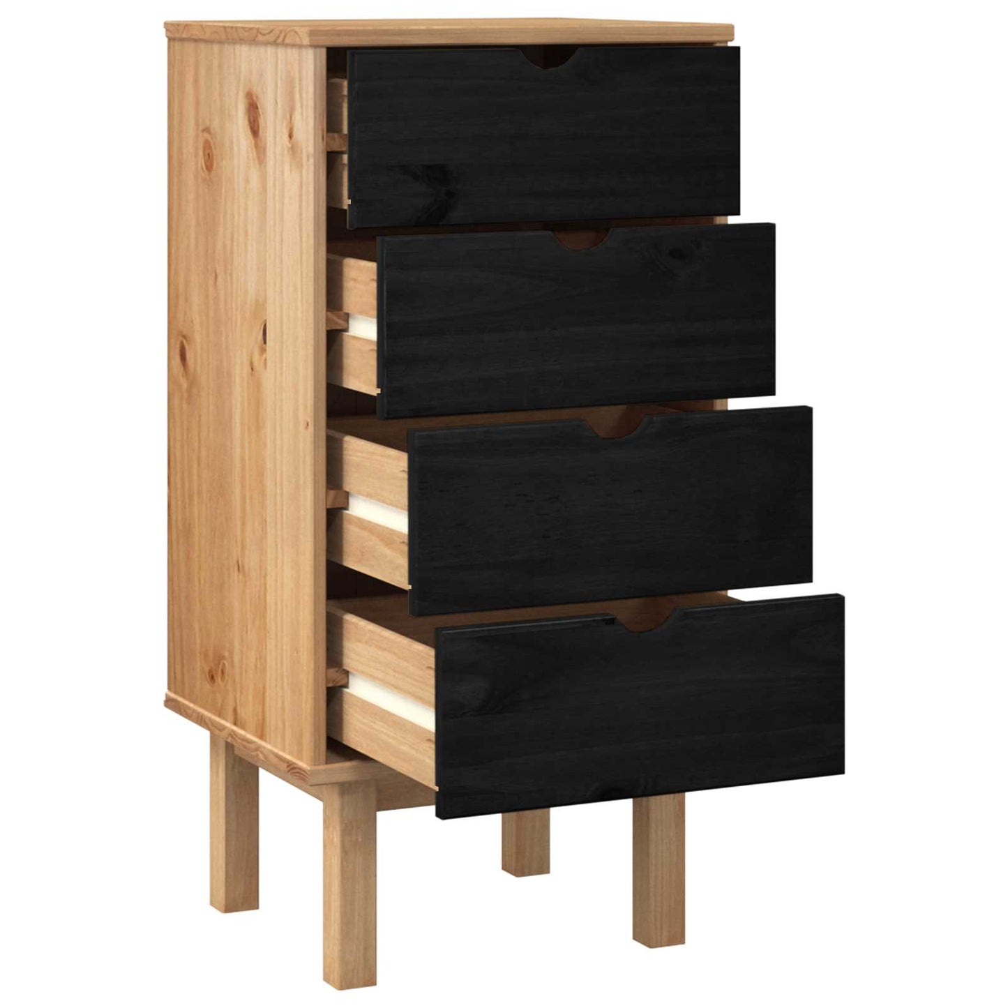 Kommode med skuff OTTA Svart 45 x 39 x 90 cm Heltre furu