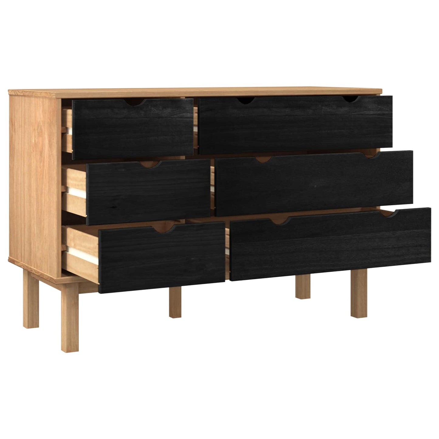 Skuffeskap med skuff OTTA Svart 111 x 43 x 73,5 cm Heltre furu