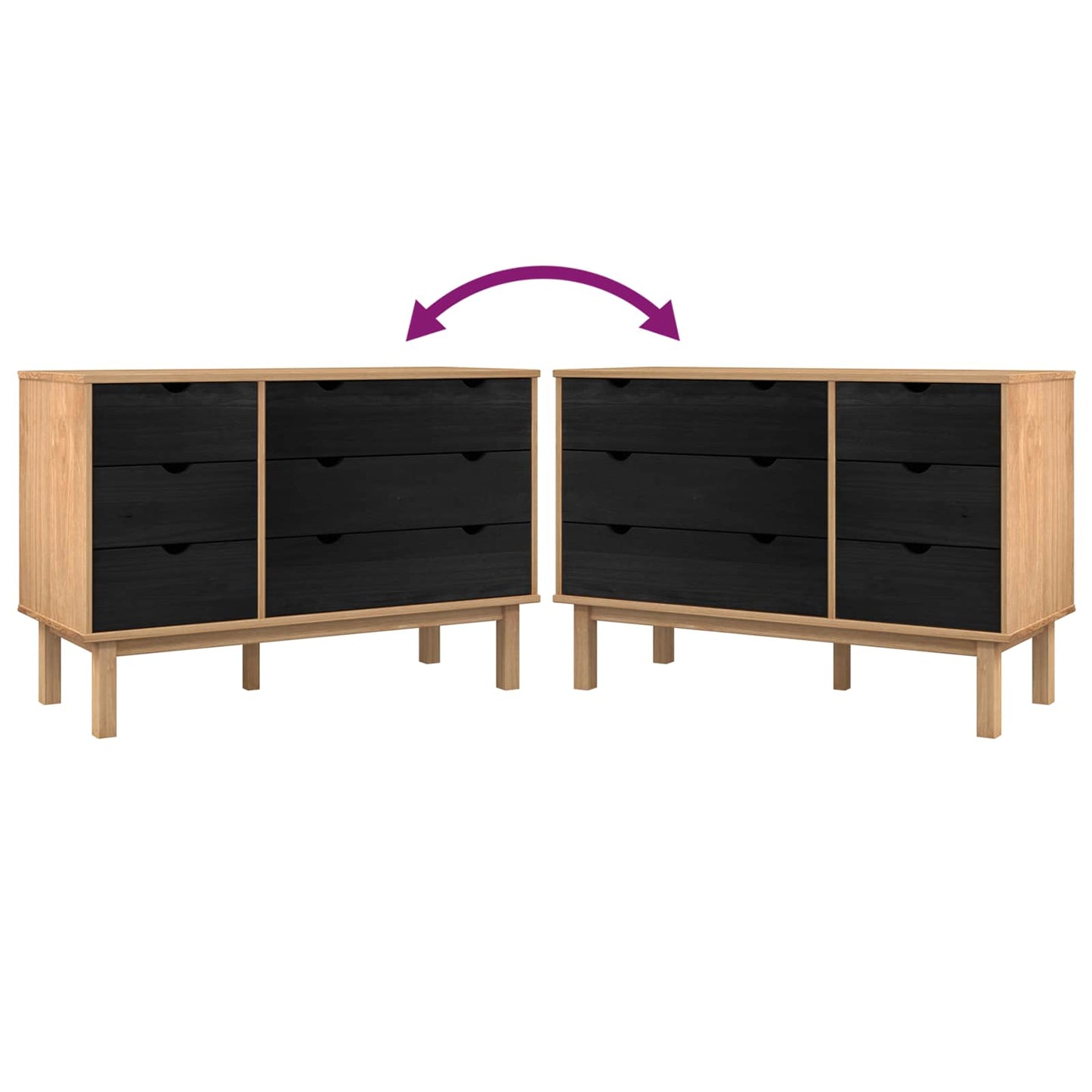 Skuffeskap med skuff OTTA Svart 111 x 43 x 73,5 cm Heltre furu