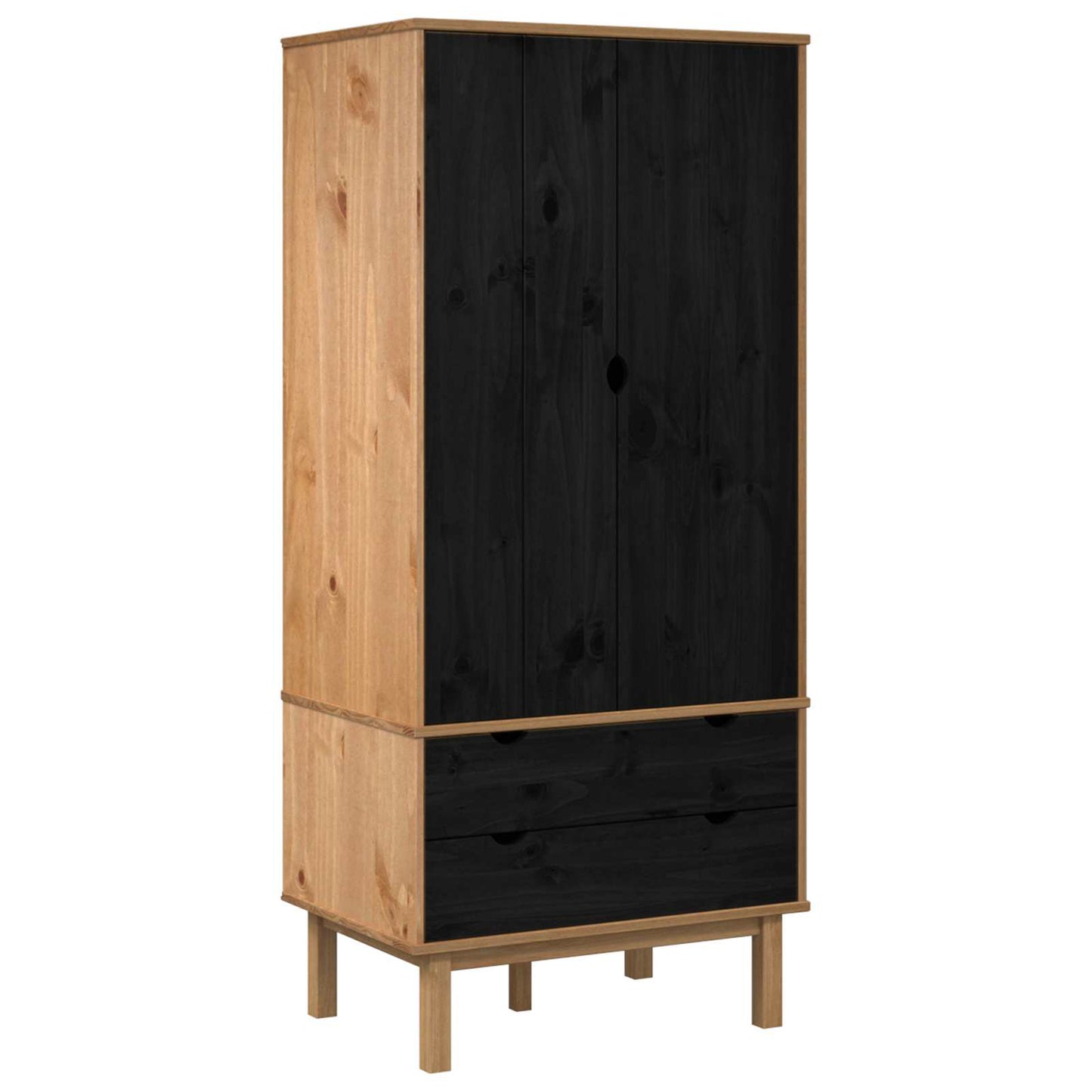 Garderobeskap med dør OTTA Svart 76,5 x 53 x 172 cm Heltre furu