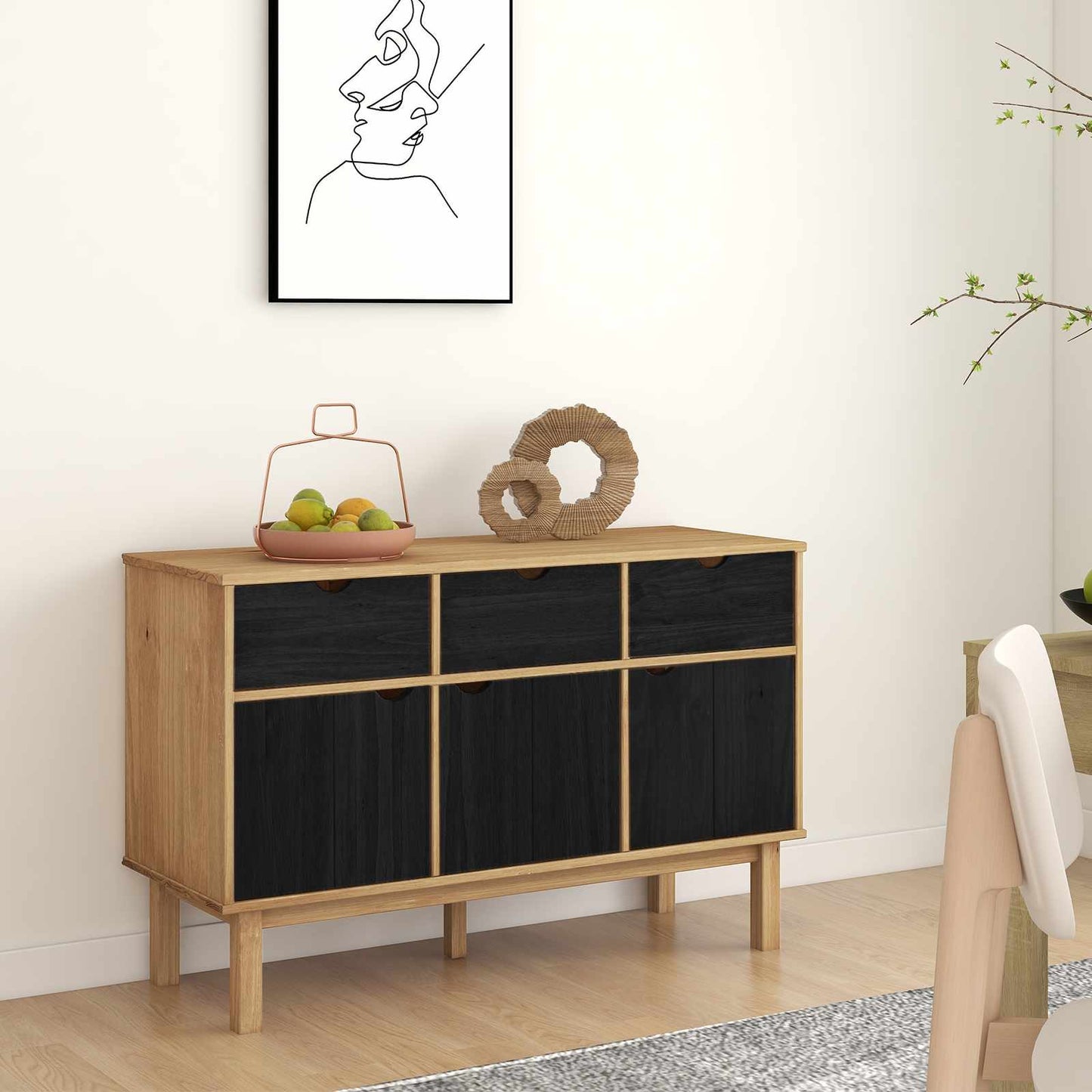 Serviesskap OTTA Brun og svart 114 x 43 x 73,5 cm