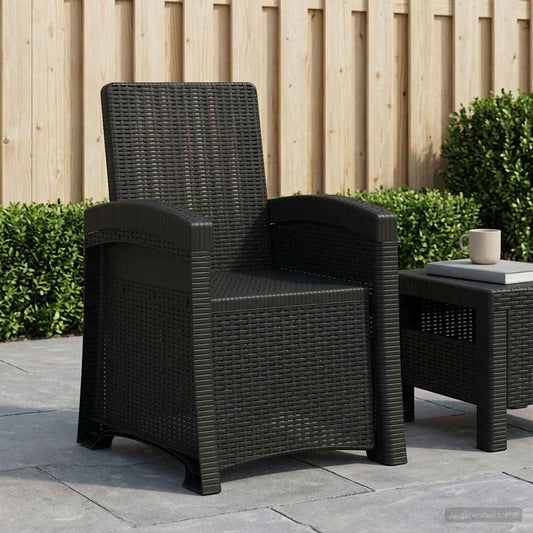 Lenestol for hage med rattan-look Antrasitt PP