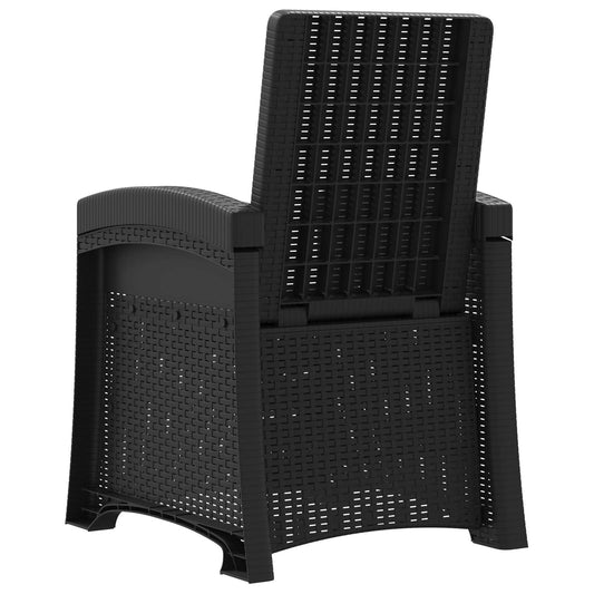 Lenestol for hage med rattan-look Antrasitt PP