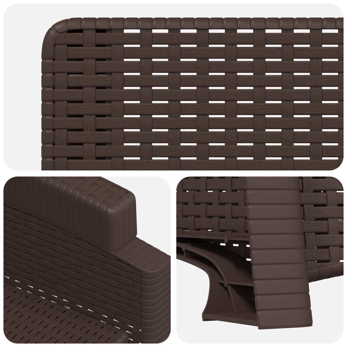 Lenestol for hage med rattan-look Brun PP
