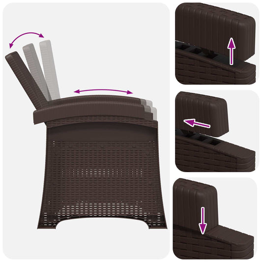 Lenestol for hage med rattan-look Brun PP