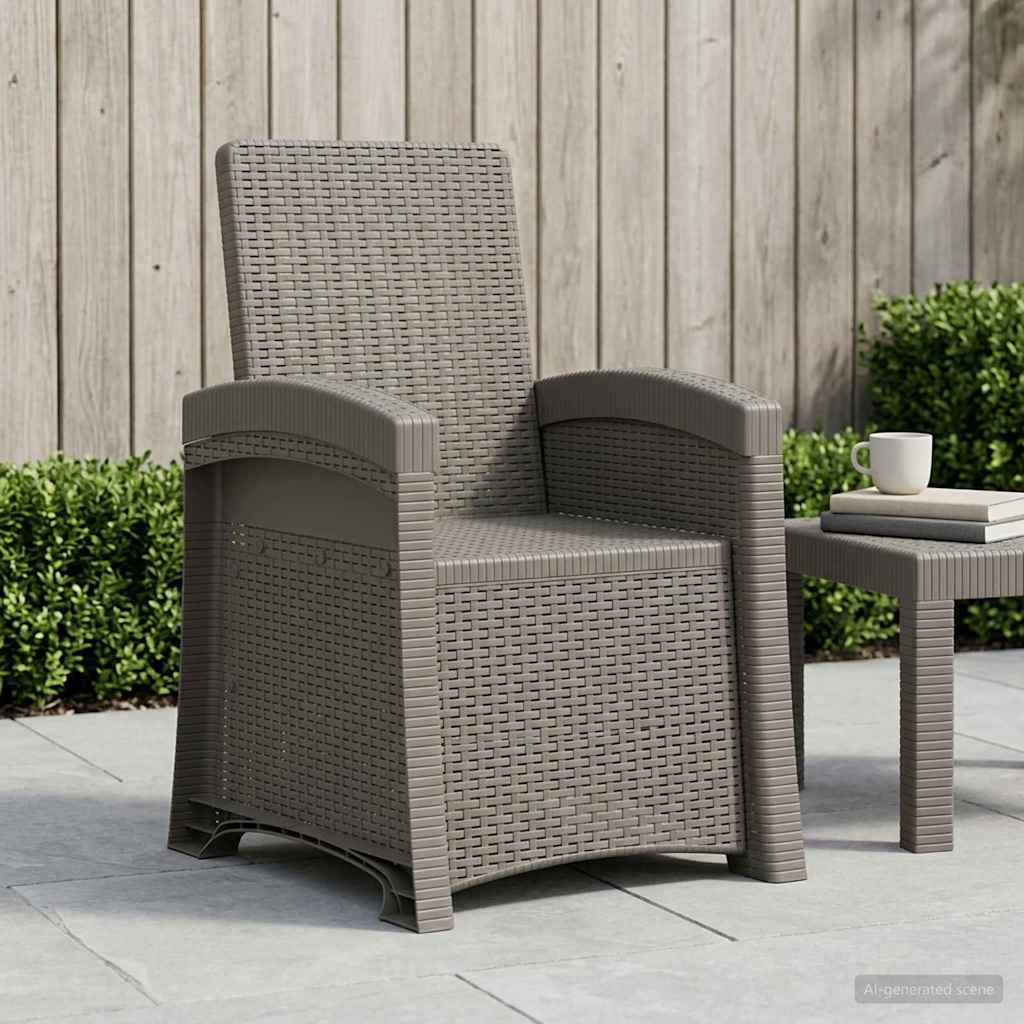 Lenestol for hage med rattan-look Lysegrå PP