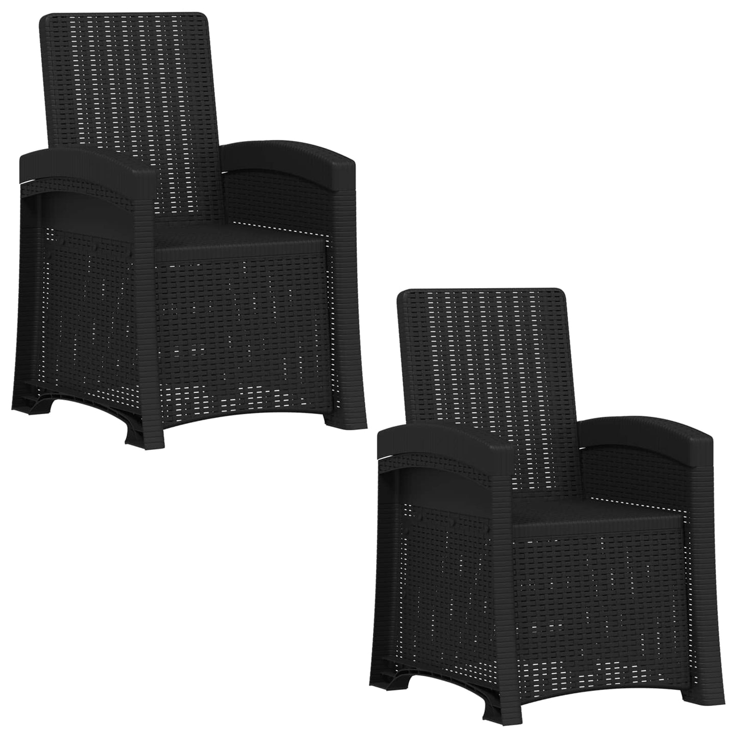 Lenestol for hage med rattan-look 2 pcs Antrasitt PP