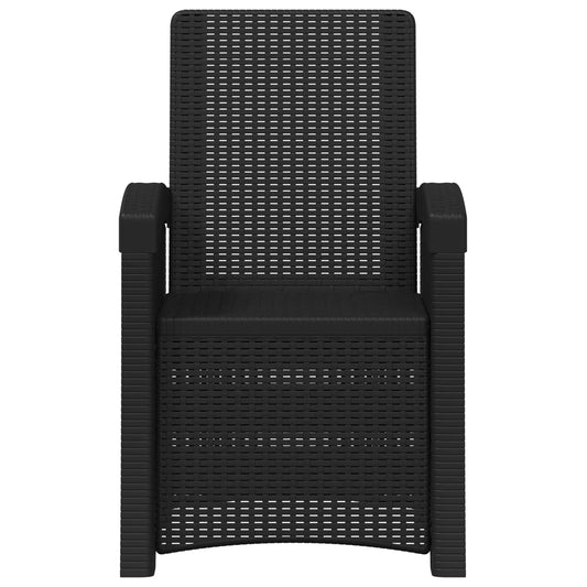 Lenestol for hage med rattan-look 2 pcs Antrasitt PP