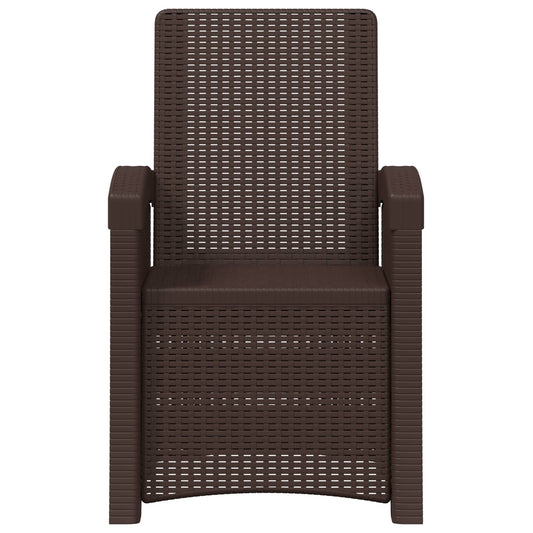 Lenestol for hage med rattan-look 2 pcs Brun PP