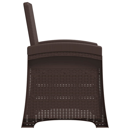 Lenestol for hage med rattan-look 2 pcs Brun PP
