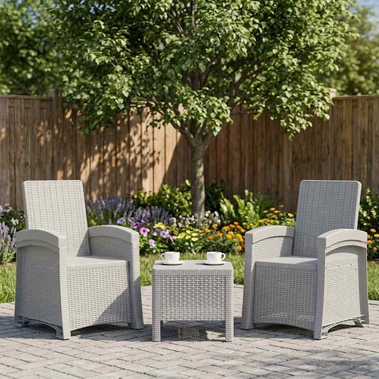 Lenestol for hage med rattan-look 2 pcs Hvit PP