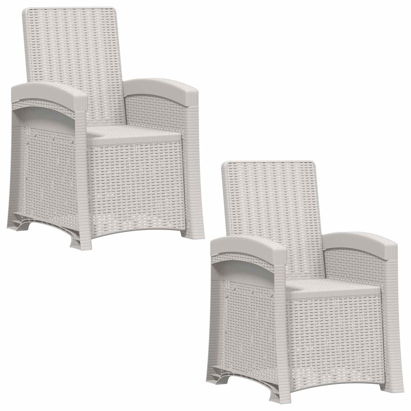 Lenestol for hage med rattan-look 2 pcs Hvit PP