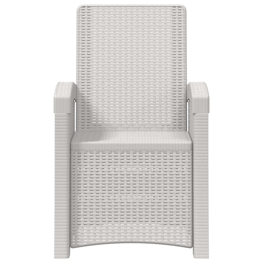 Lenestol for hage med rattan-look 2 pcs Hvit PP