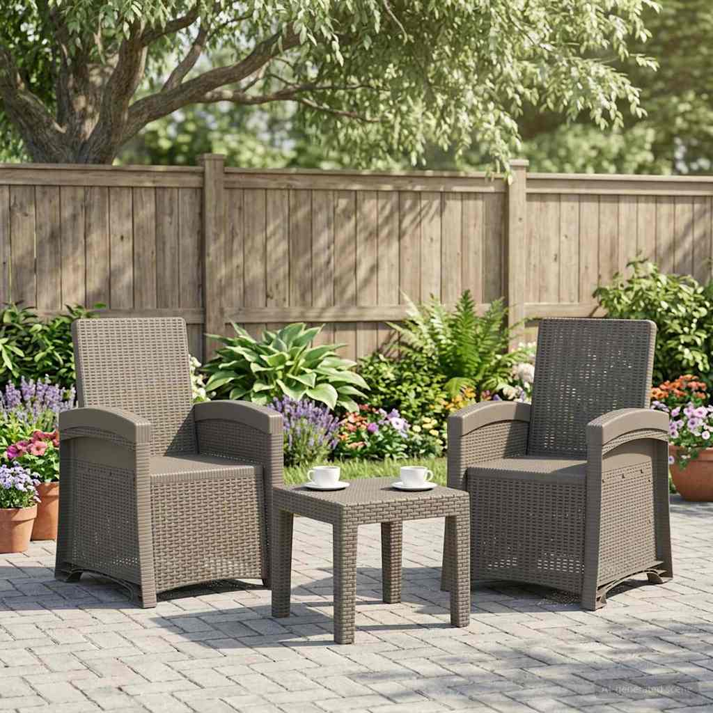 Lenestol for hage med rattan-look 2 pcs Lysegrå PP