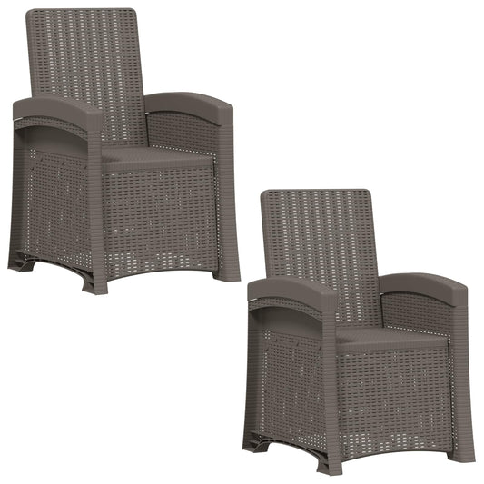Lenestol for hage med rattan-look 2 pcs Lysegrå PP