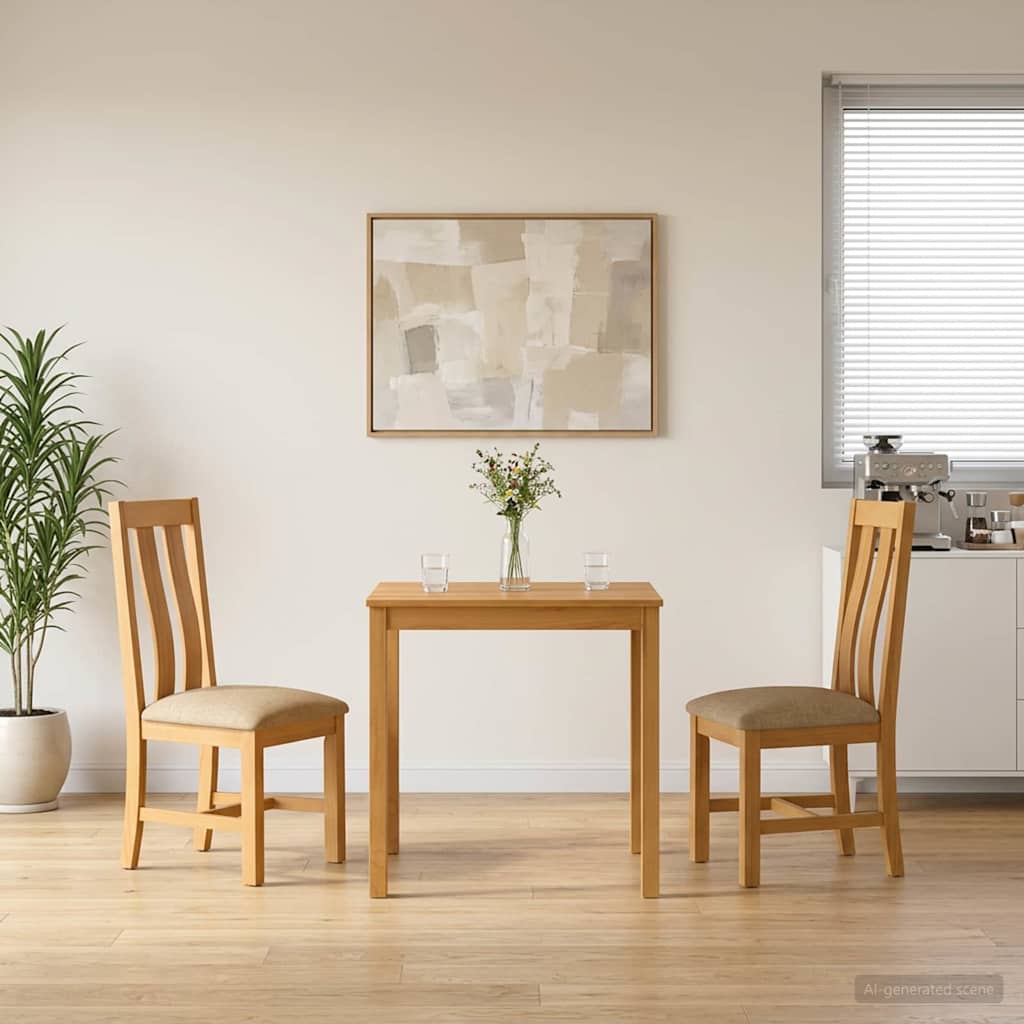 Spisestuesett 3 stk. Beige Massivt Eiketre