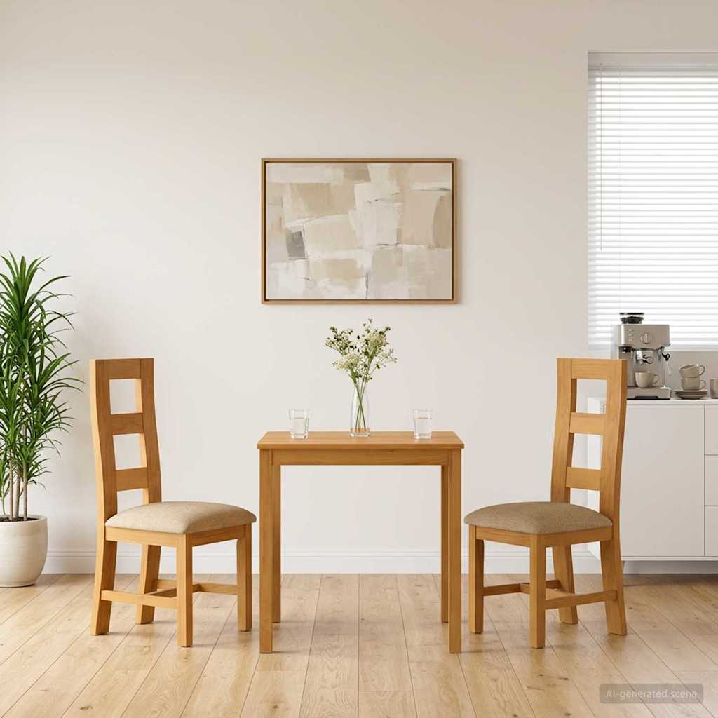 Spisestuesett 3 stk. Beige Massivt Eiketre