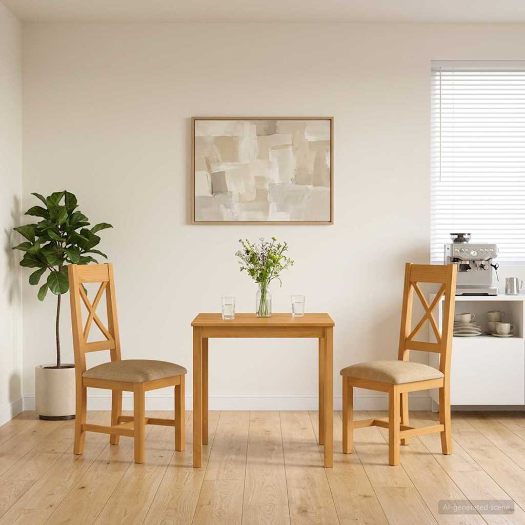 Spisestuesett 3 stk. Beige Massivt Eiketre