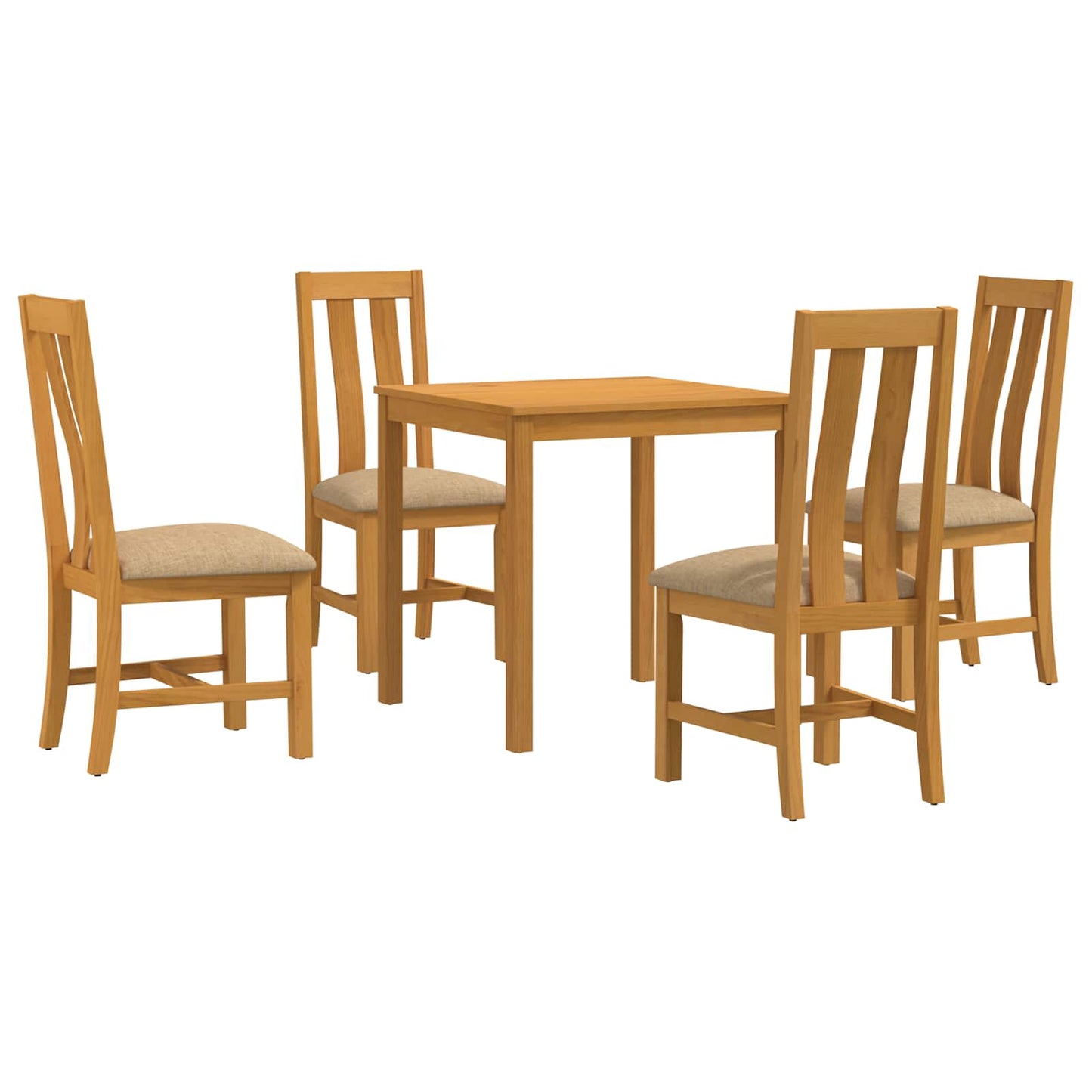 Spisestuesett 5 stk. Beige Massivt Eiketre
