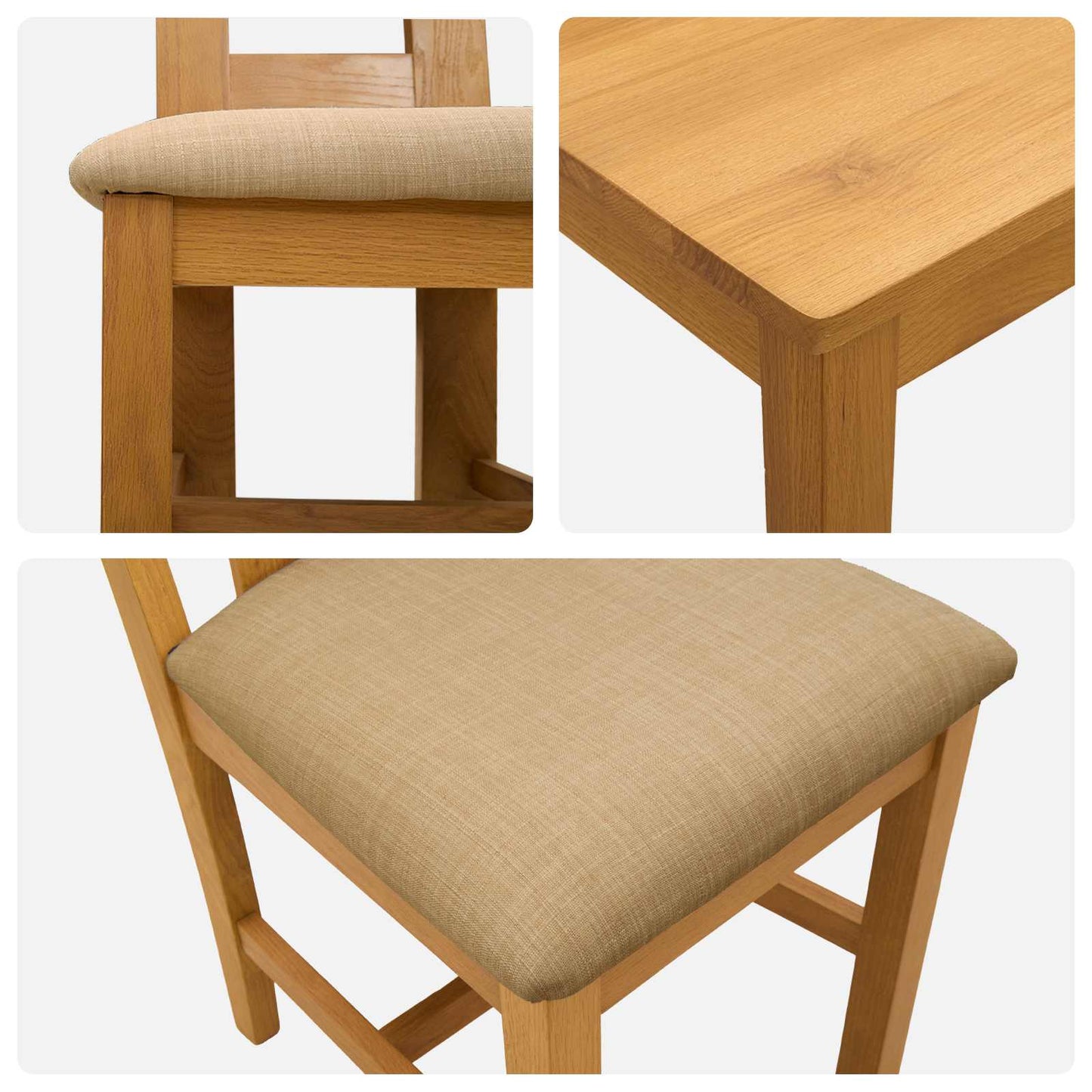 Spisestuesett 5 stk. Beige Massivt Eiketre