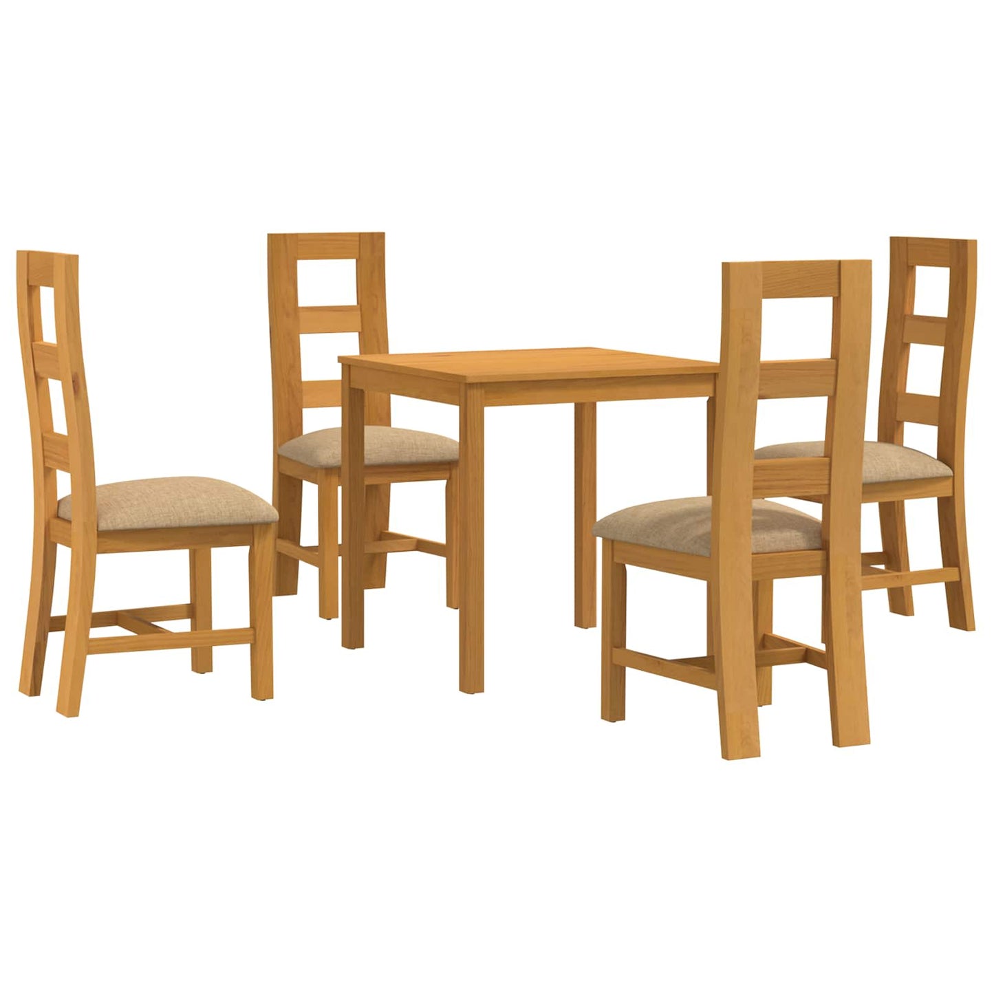 Spisestuesett 5 stk. Beige Massivt Eiketre