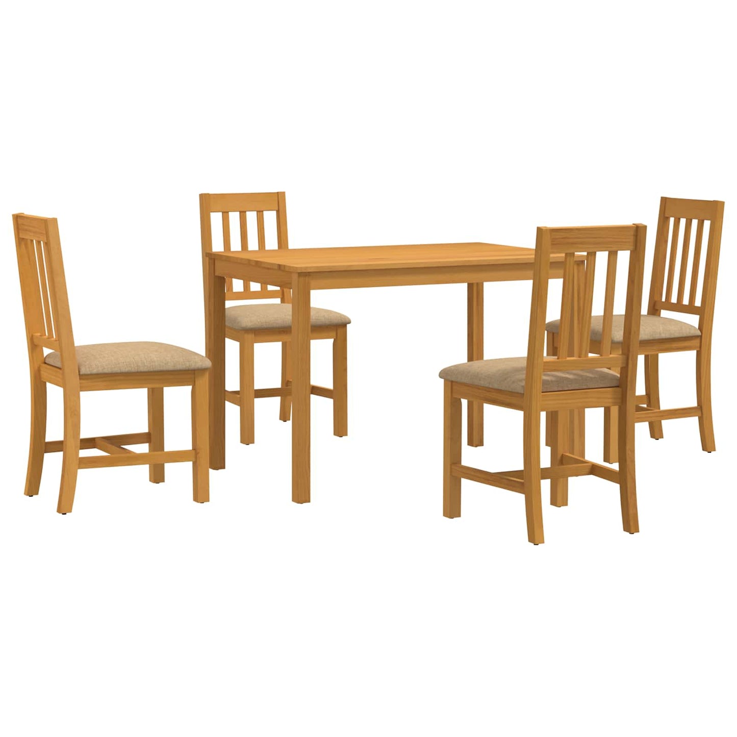 Spisestuesett 5 stk. Beige Massivt Eiketre