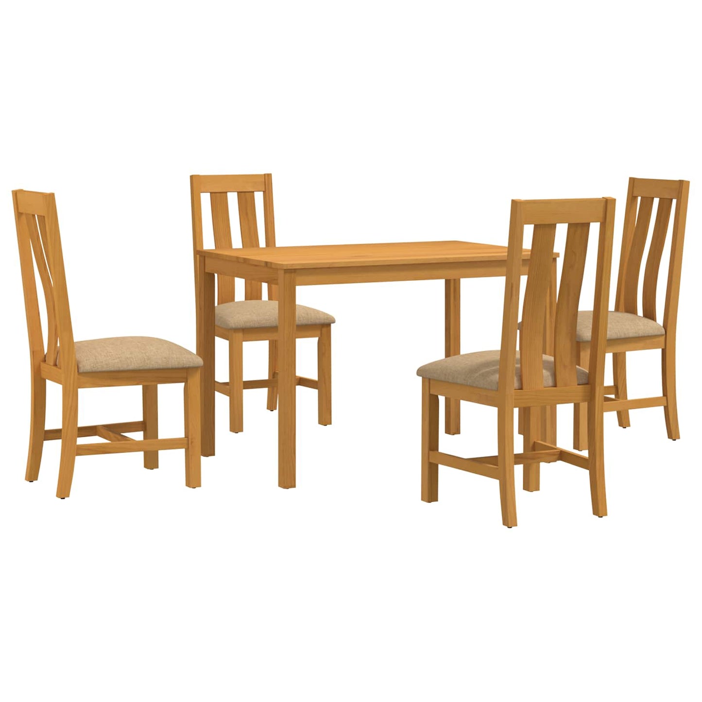Spisestuesett 5 stk. Beige Massivt Eiketre