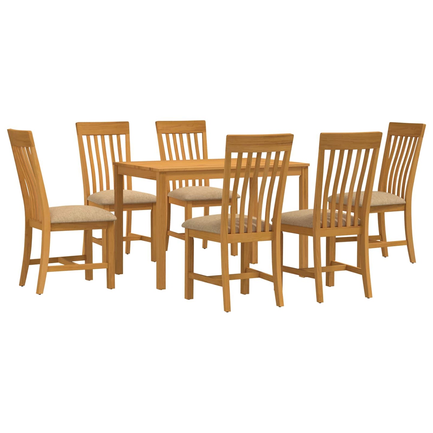 Spisestuesett 7 stk. Beige Massivt Eiketre