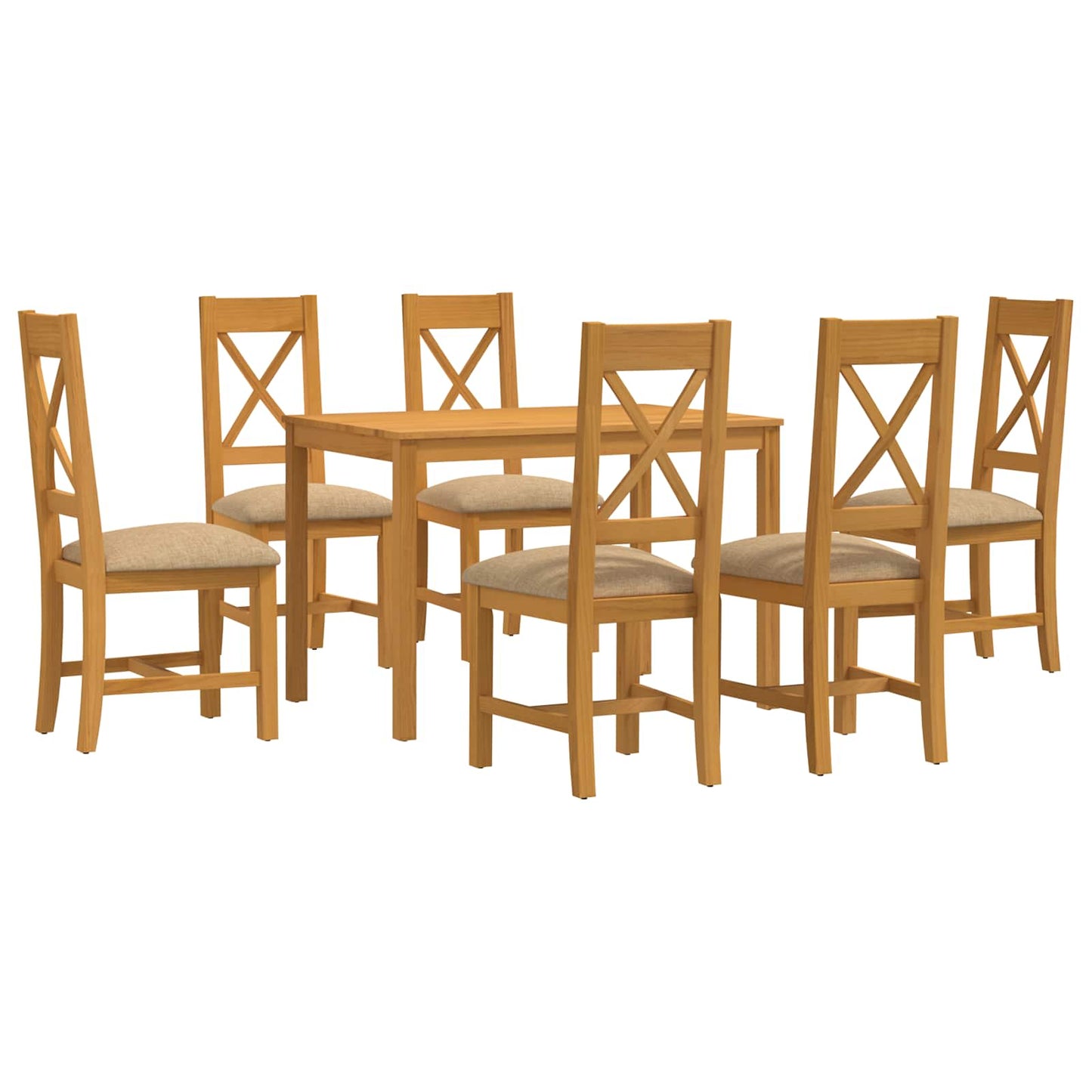 Spisestuesett 7 stk. Beige Massivt Eiketre