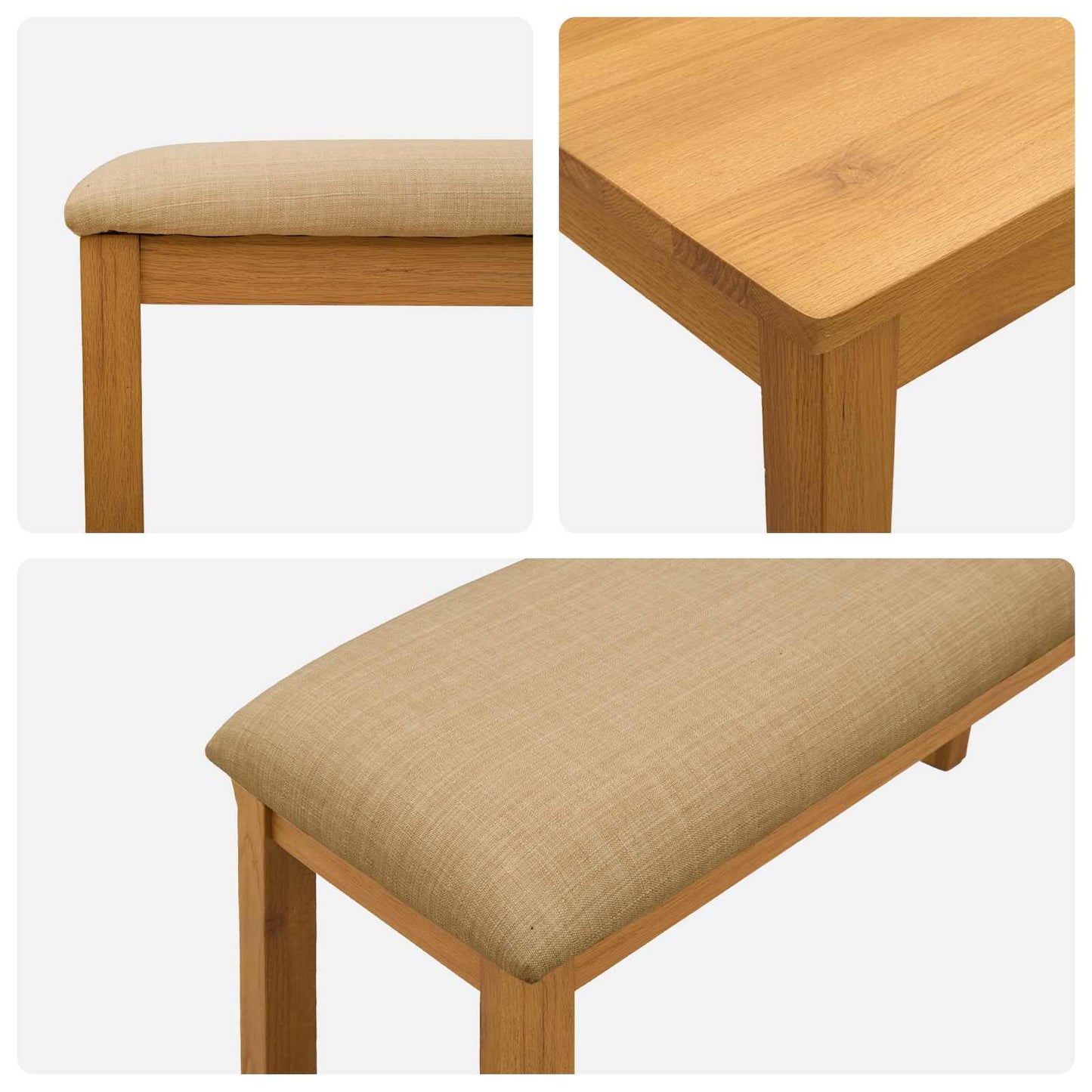 Spisestuesett 3 stk. Beige Massivt Eiketre