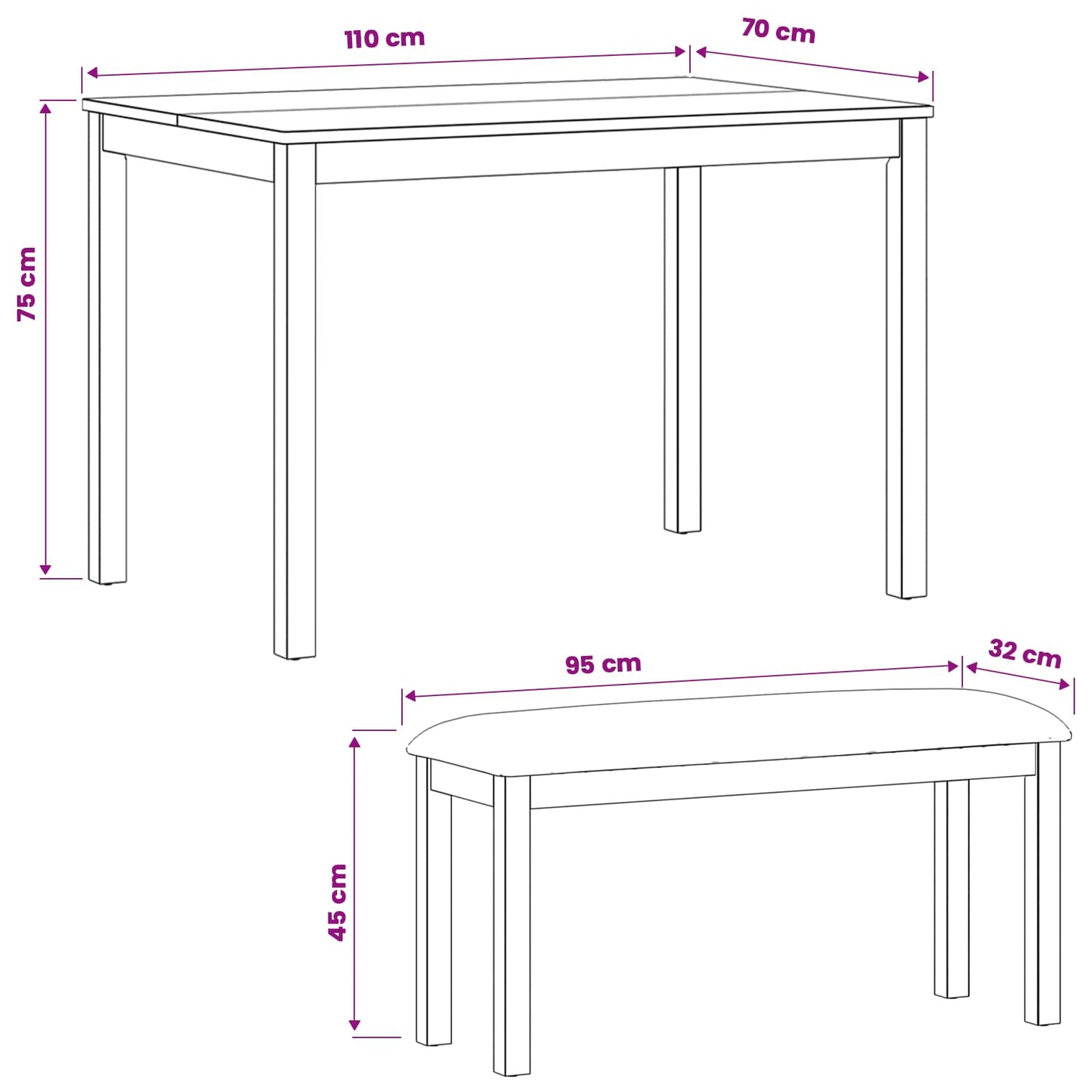 Spisestuesett 3 stk. Beige Massivt Eiketre