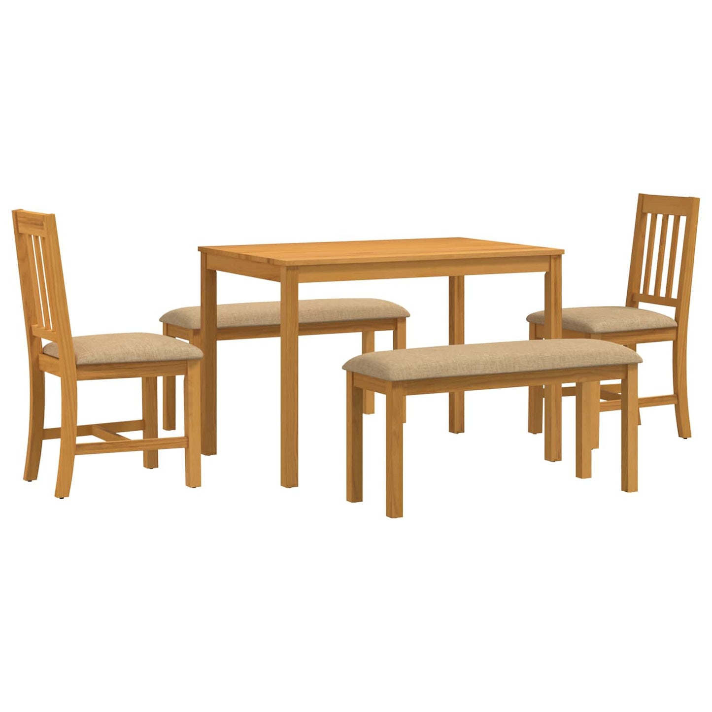 Spisestuesett 5 stk. Beige Massivt Eiketre