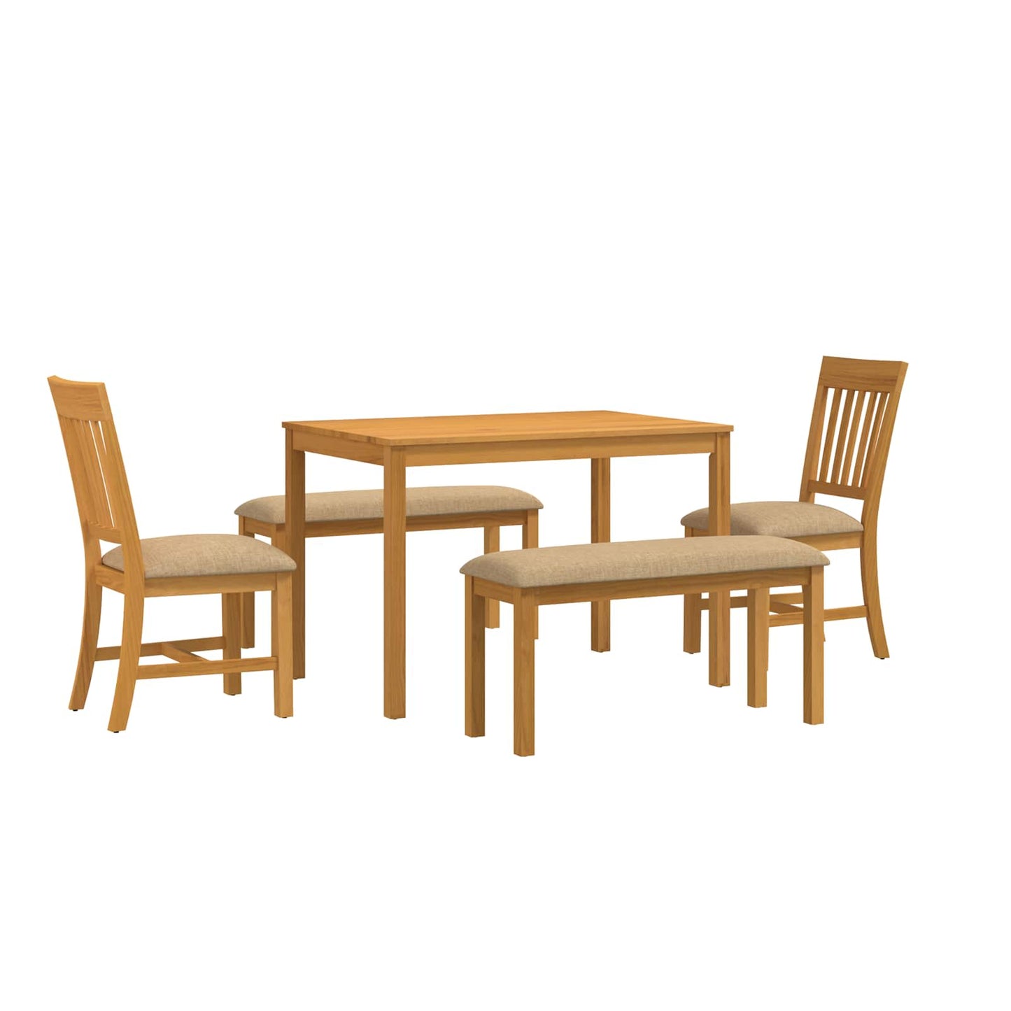 Spisestuesett 5 stk. Beige Massivt Eiketre
