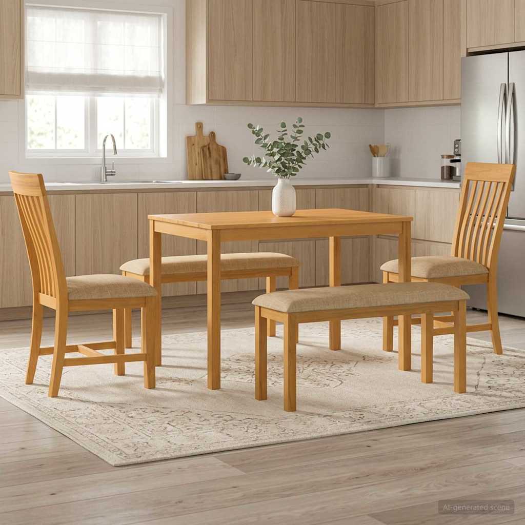 Spisestuesett 5 stk. Beige Massivt Eiketre