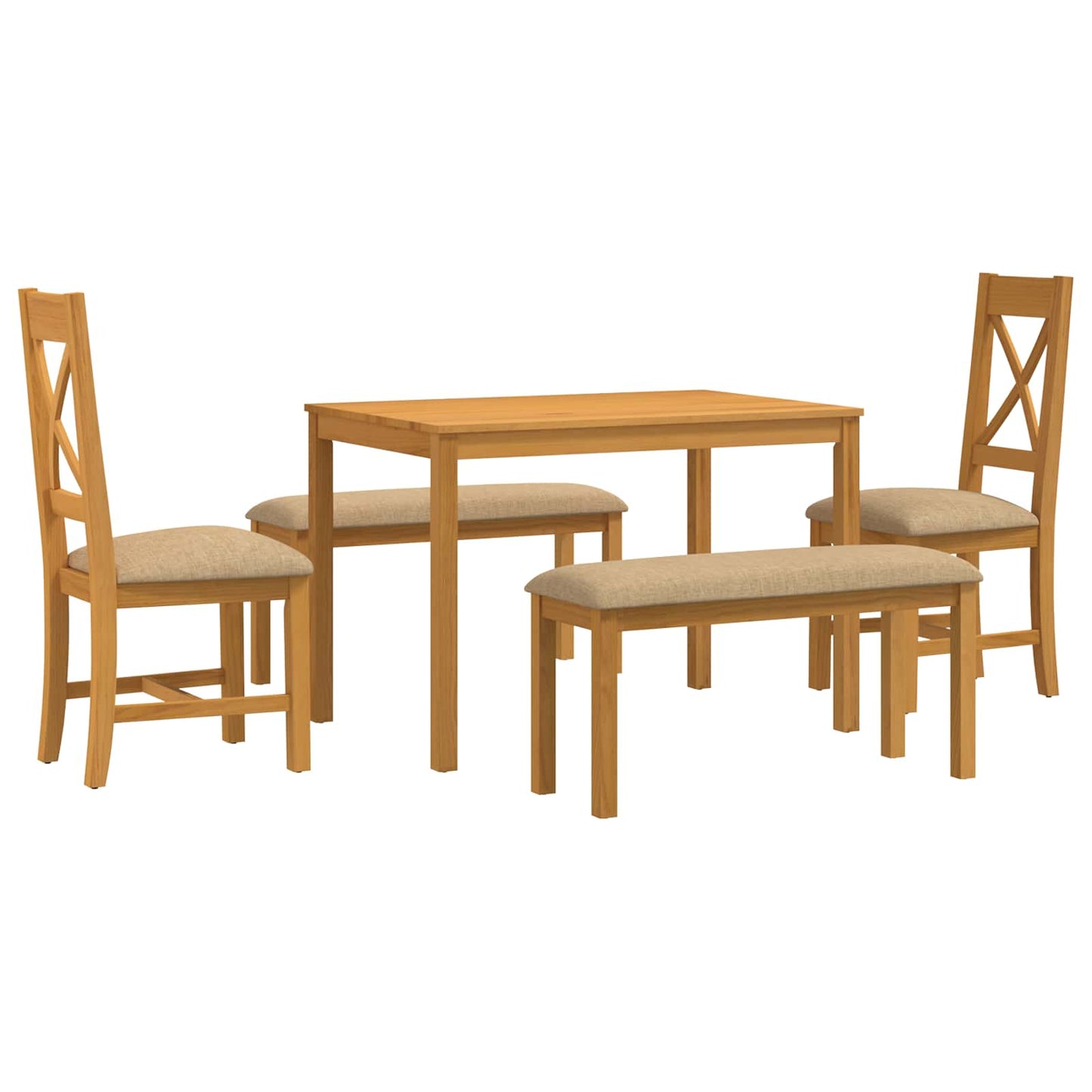 Spisestuesett 5 stk. Beige Massivt Eiketre