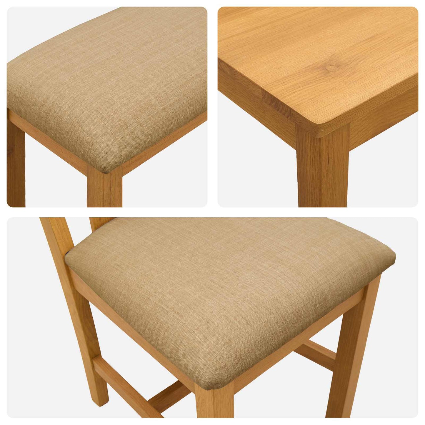 Spisestuesett 4 stk. Beige Massivt Eiketre