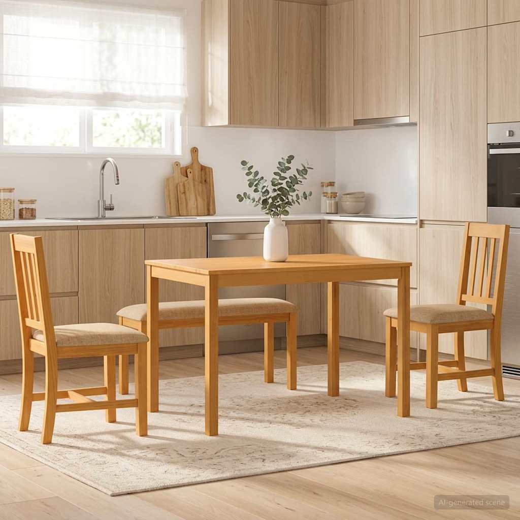 Spisestuesett 4 stk. Beige Massivt Eiketre