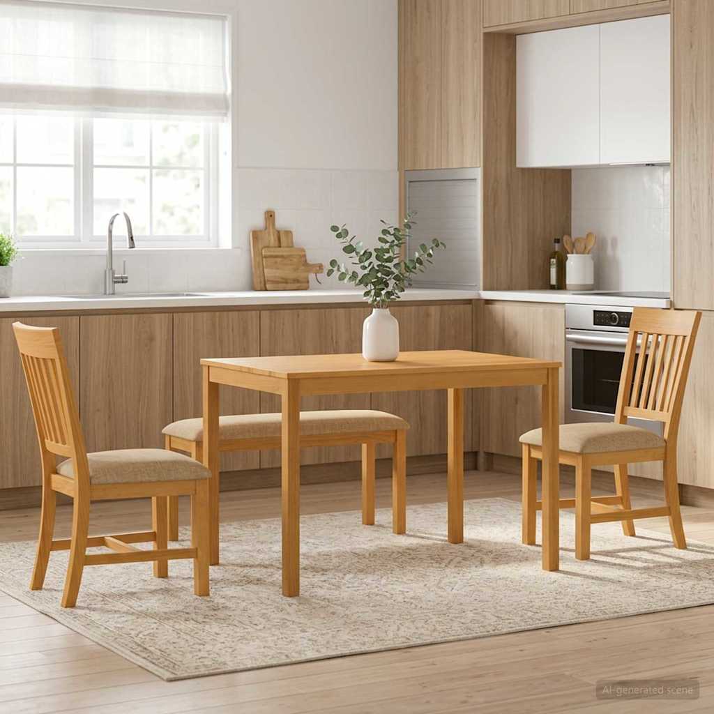 Spisestuesett 4 stk. Beige Massivt Eiketre