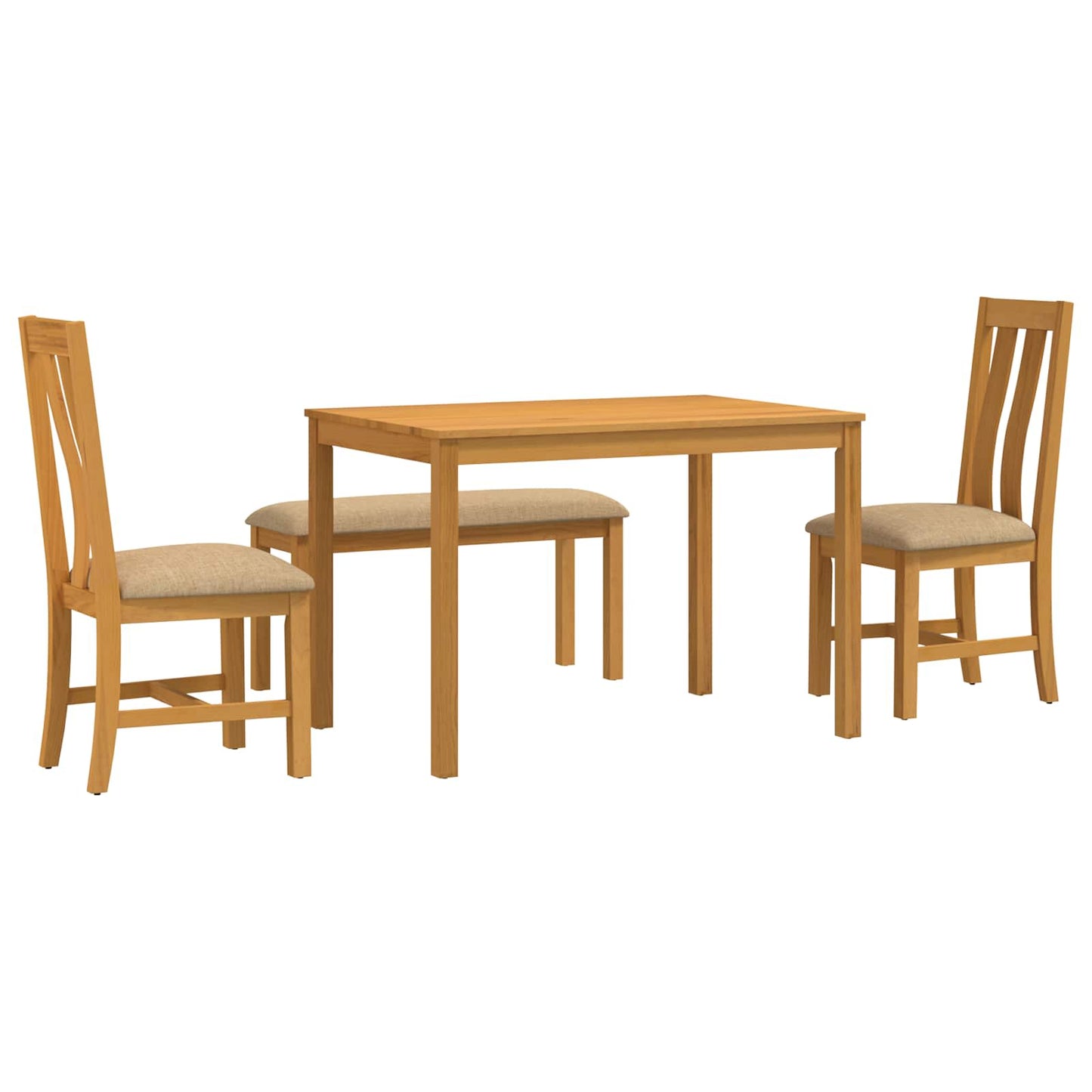 Spisestuesett 4 stk. Beige Massivt Eiketre