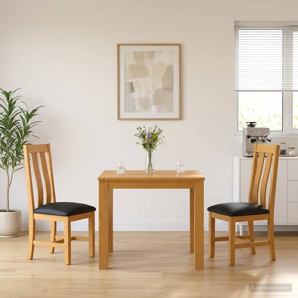 Spisestuesett 3 stk. Svart Massivt Eiketre