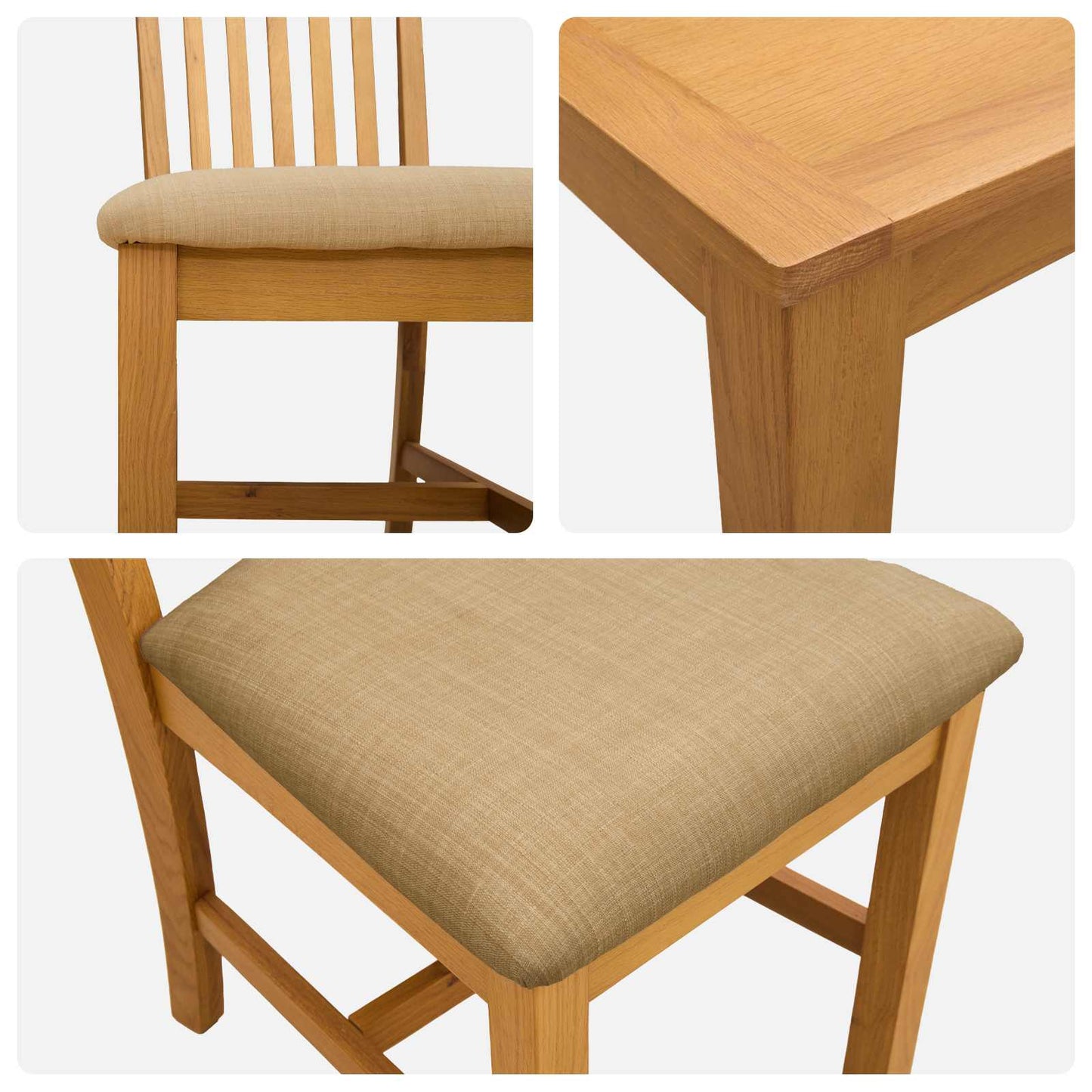 Spisestuesett 3 stk. Beige Massivt Eiketre