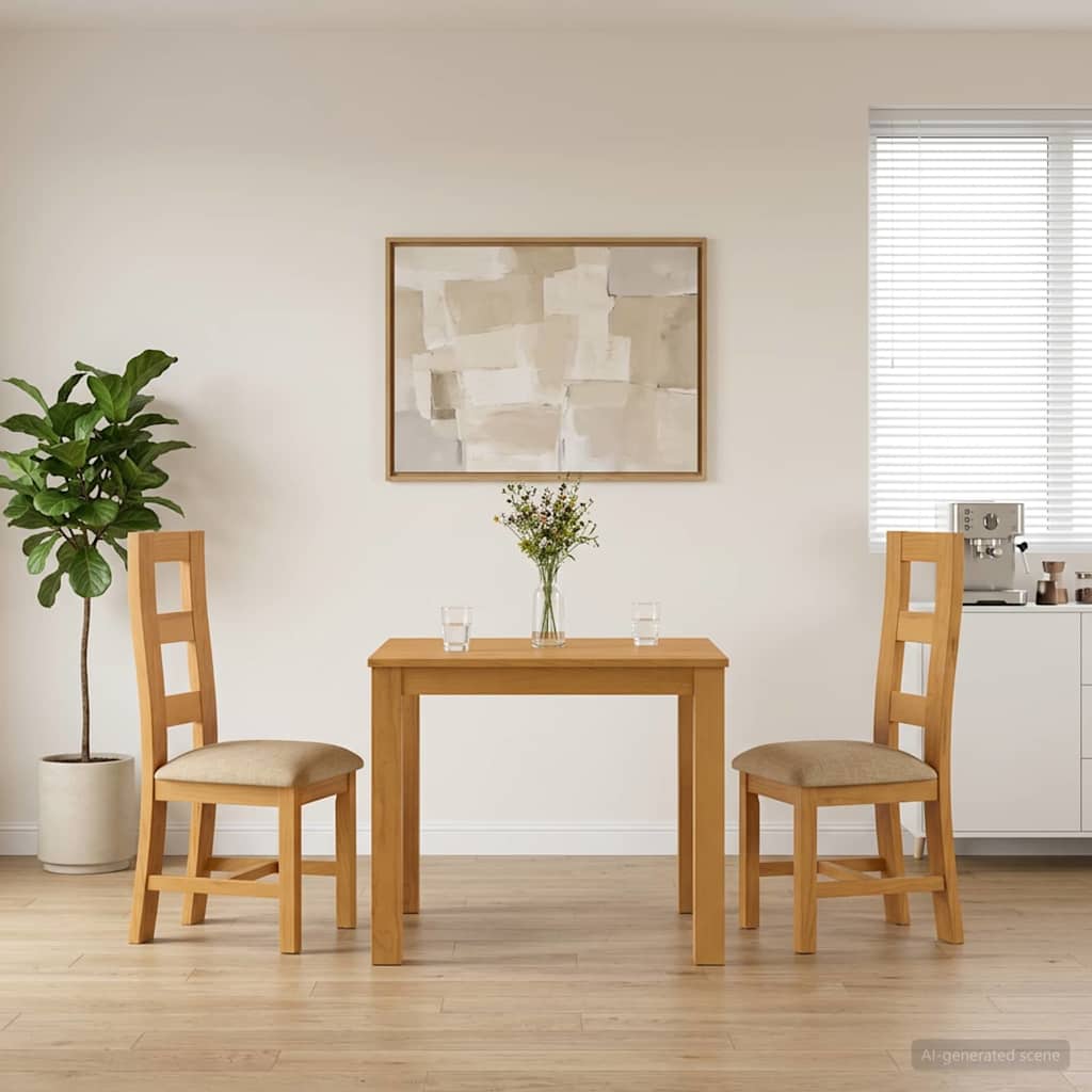 Spisestuesett 3 stk. Beige Massivt Eiketre