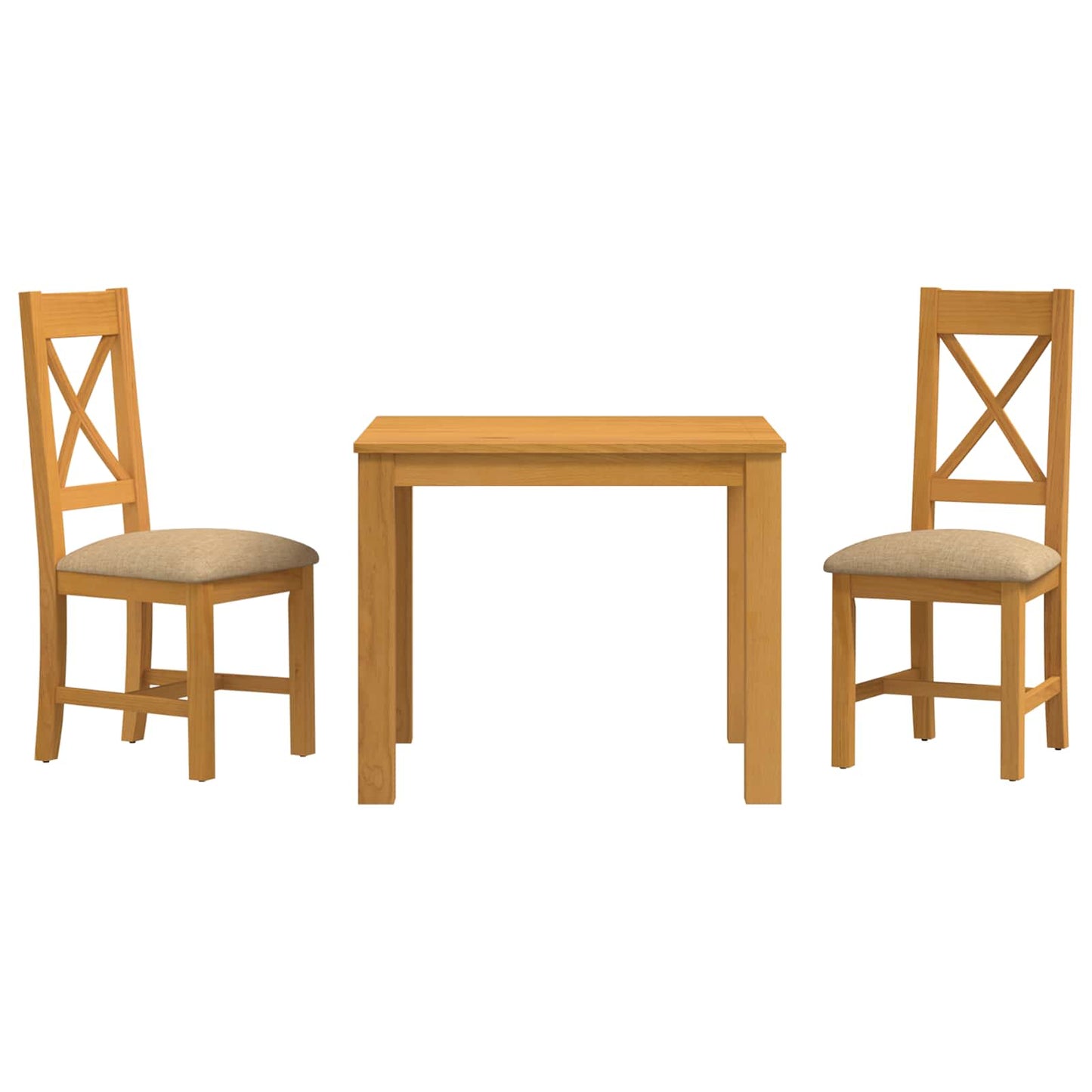Spisestuesett 3 stk. Beige Massivt Eiketre