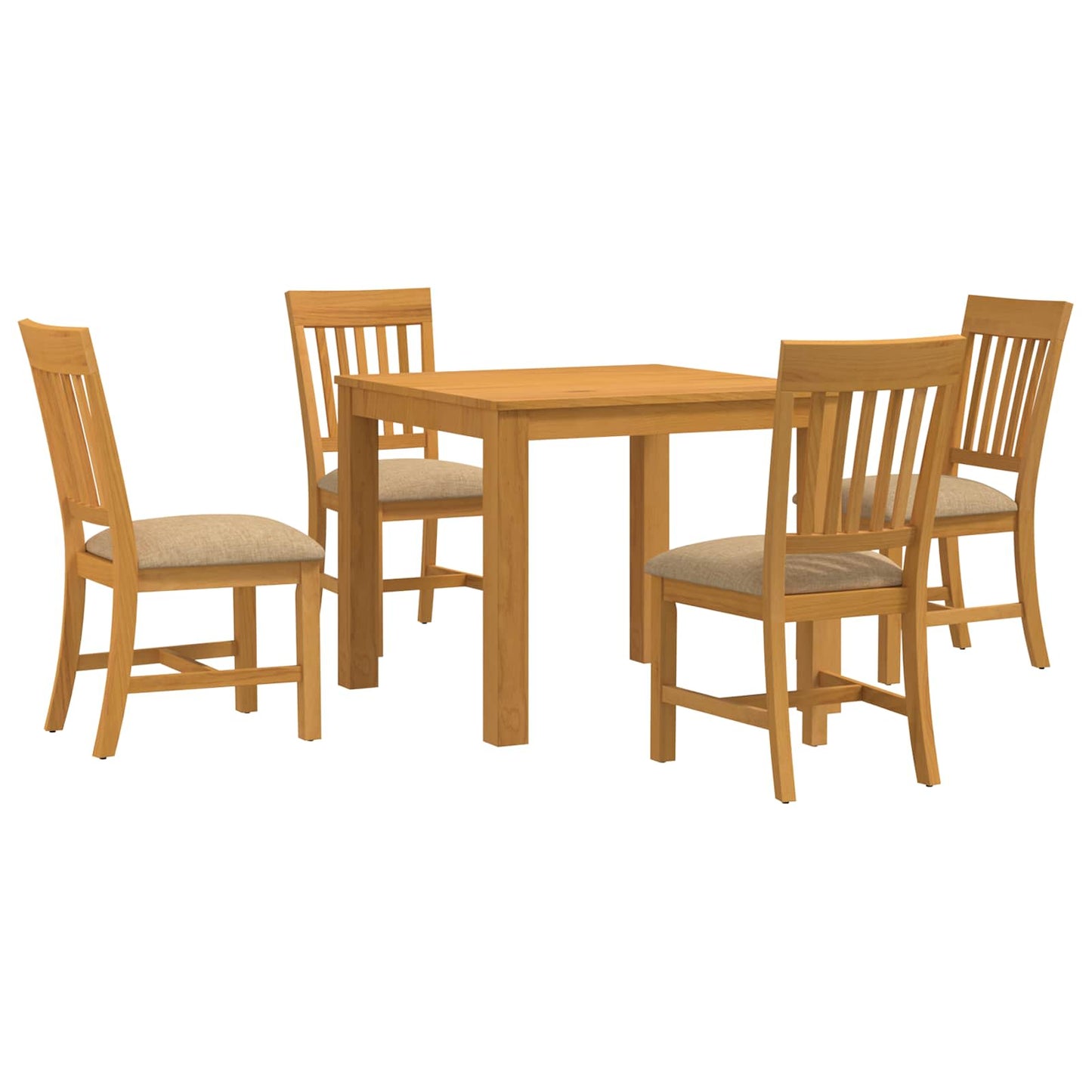 Spisestuesett 5 stk. Beige Massivt Eiketre