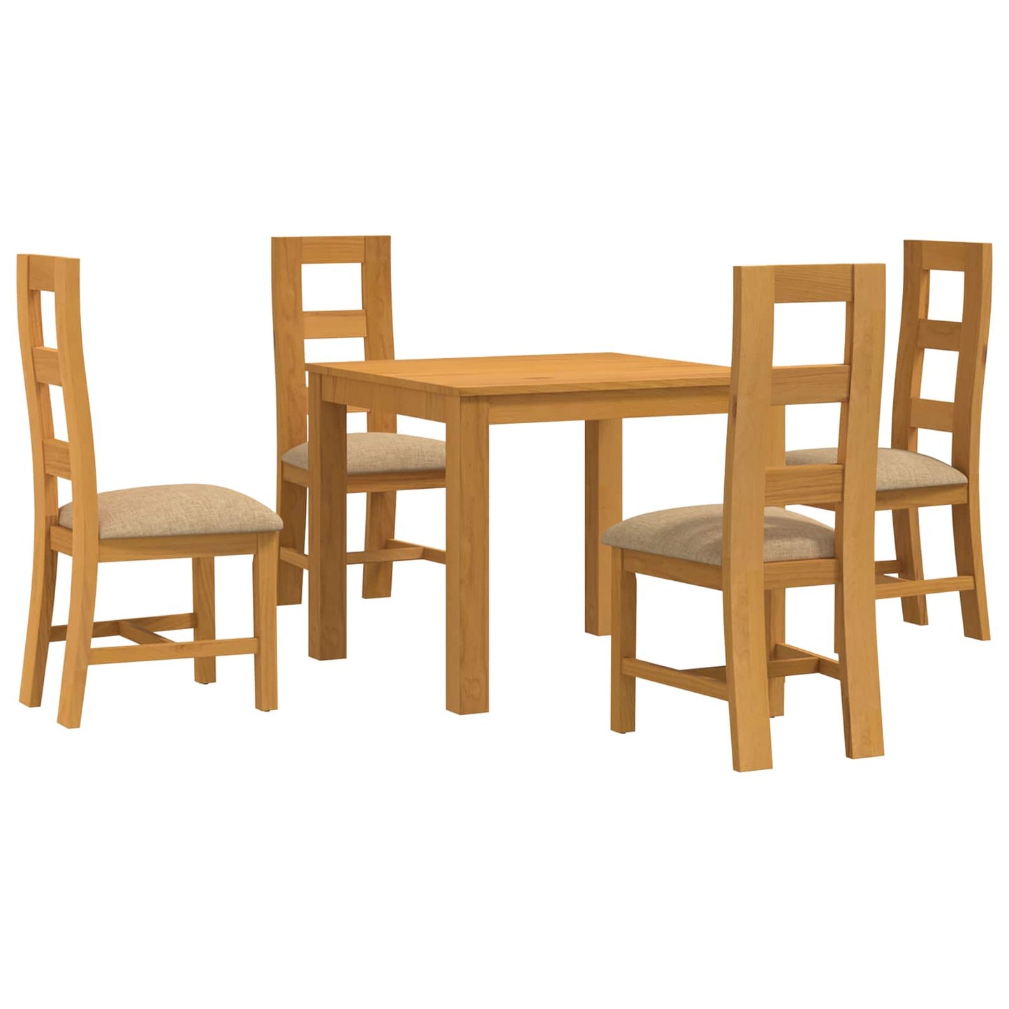 Spisestuesett 5 stk. Beige Massivt Eiketre