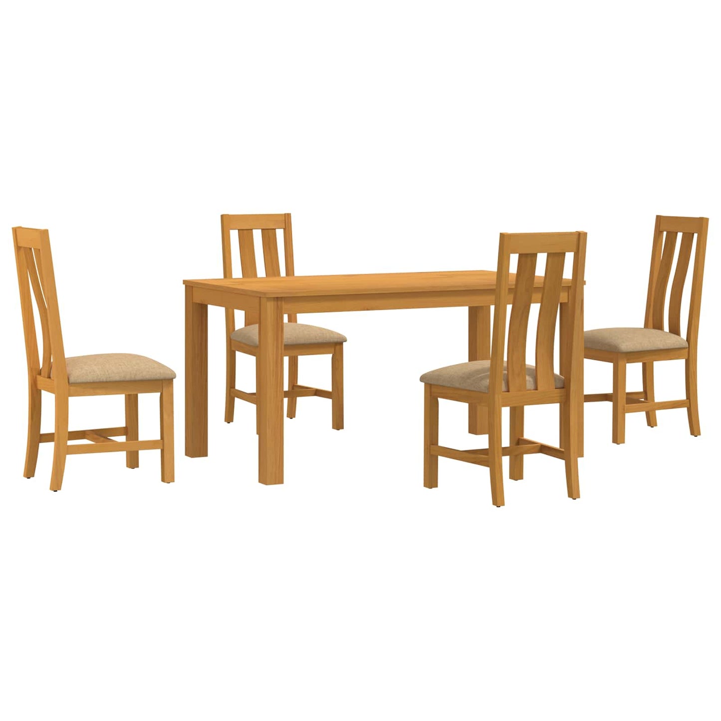Spisestuesett 5 stk. Beige Massivt Eiketre
