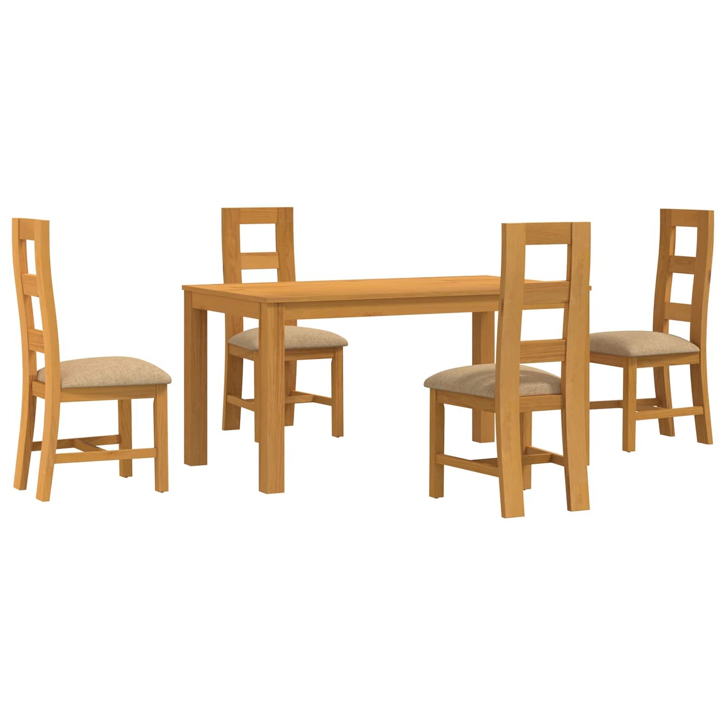 Spisestuesett 5 stk. Beige Massivt Eiketre
