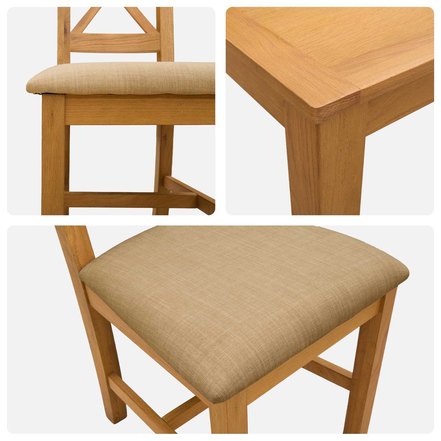 Spisestuesett 5 stk. Beige Massivt Eiketre