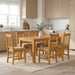 Spisestuesett 7 stk. Beige Massivt Eiketre