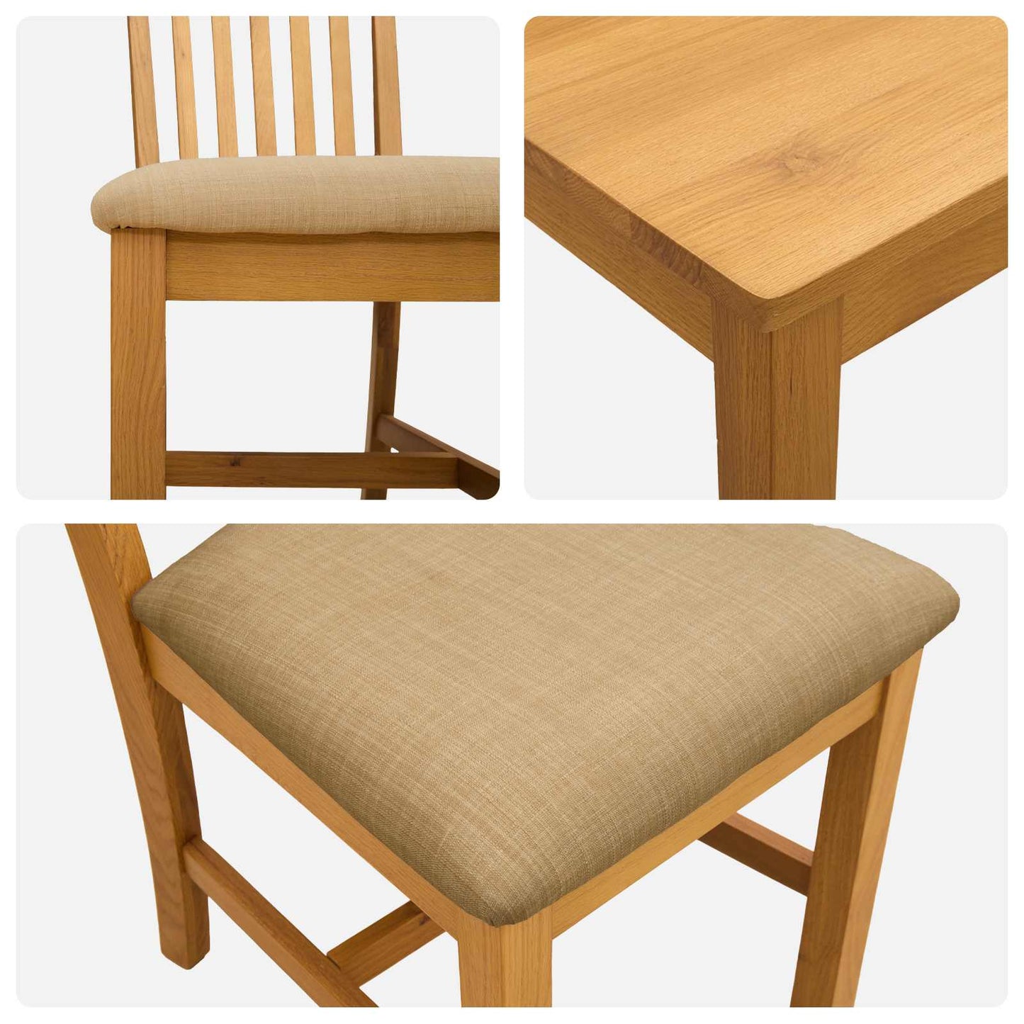 Spisestuesett 7 stk. Beige Massivt Eiketre